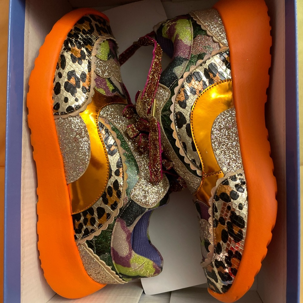 “Irregular choice” shoes, size 37, glitter, orange, pattern, multicolor